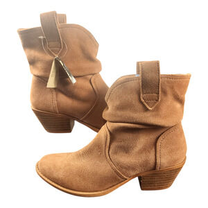 Dingo Women's Western Boots Size 6.5M Mustard Gold Slouch Suede Booties